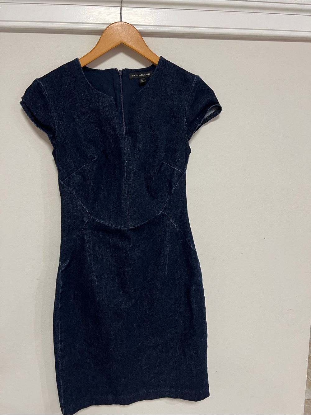 Banana Republic Navy Denim Cap-Sleeve Sheath Dress